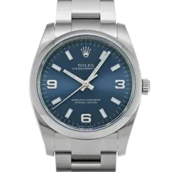 USED ROLEX AIR KING 114200 BLUE CASE SIZE 34×34MM MEN'S WATCH #6192