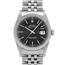 USED ROLEX DATEJUST 16234 BLACK CASE SIZE 36×36MM MEN'S WATCH #611102