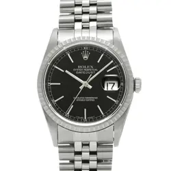 USED ROLEX DATEJUST 16234 BLACK CASE SIZE 35×35MM MEN'S WATCH #681102
