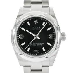 USED ROLEX OYSTER PERPETUAL 177200 BLACK CASE SIZE 31MM MEN'S WATCH #62152
