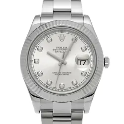 ROLEX  DATEJUST II 116334G RANDOM SERIAL SILVER/DIAMOND WATCH WRISTWATCH R45_060