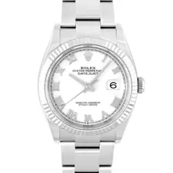 ROLEX  DATEJUST 36 126234 WG SS 36MM WHITE ROMAN DIAL OYSTER BRACELET WRISTWATCH