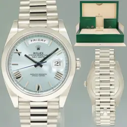 2022 NEW ROLEX PLATINUM PRESIDENT BLUE ROMAN 40MM DAY DATE 228206 WATCH BOX