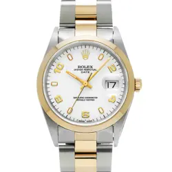 USED ROLEX OYSTER PERPETUAL DATE 15203 WHITE MEN'S WATCH #6102