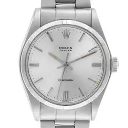 ROLEX OYSTER PRECISION SILVER DIAL VINTAGE STEEL MENS WATCH 6427