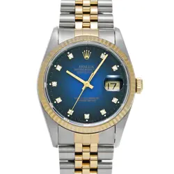 USED ROLEX DATEJUST 16233G BLUE CASE SIZE 36×36MM MEN'S WATCH #64522