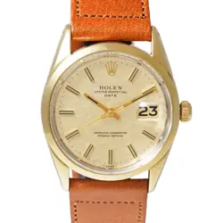 CIRCA 1972 ROLEX OYSTER PERPETUAL DATE REF.1550 ANTIQUE CHAMPAGNE MEN WATCH