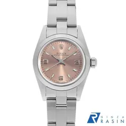 ROLEX OYSTER PERPETUAL 76080 PINK 369 WHITE BAR NO. P USED WOMEN WATCH