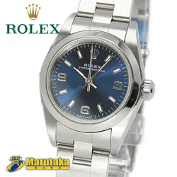 ROLEX 76080 OYSTER PERPETUAL BLUE 369 Y NO. 2002 WOMEN SS BLUE DIAL