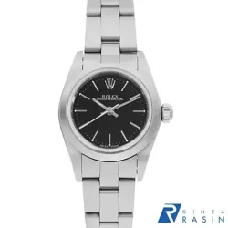 ROLEX OYSTER PERPETUAL 76080 BLACK BAR NO. K USED WOMEN WATCH