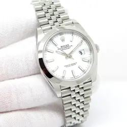 ROLEX 126300 DATEJUST 41 WITH WHITE STICK DIAL ON JUBILEE