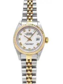 USED ROLEX DATEJUST 69173 WHITE CASE SIZE 26MM LADIES WATCH #67602