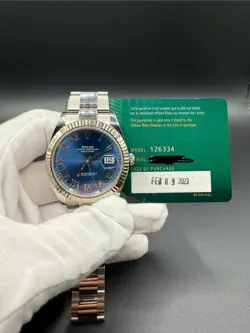 ROLEX 126334 41mm Azzurro Blue Roman dial. Box, Card, Booklets, Tag.