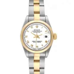 ROLEX DATEJUST STEEL YELLOW GOLD WHITE ROMAN DIAL LADIES WATCH 69163