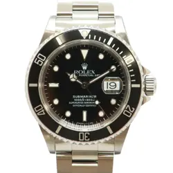 USED ROLEX SUBMARINER DATE 16610 BLACK MEN'S WATCH #68862