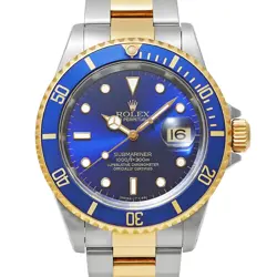 USED ROLEX SUBMARINER 16613 BLUE CASE SIZE 40MM X 40MM MEN'S WATCH #62432