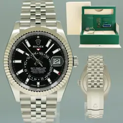 2024 NEW PAPERS ROLEX SKY-DWELLER STEEL BLACK JUBILEE FLUTED 336934 WATCH BOX