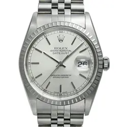 USED ROLEX DATEJUST 16220 SILVER CASE SIZE 36MM X 36MM MEN'S WATCH #64102