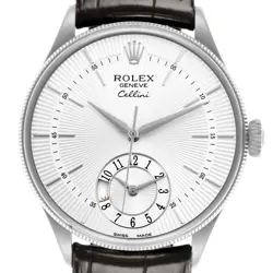ROLEX CELLINI DUAL TIME AUTOMATIC WHITE GOLD MENS WATCH 50529 BOX CARD