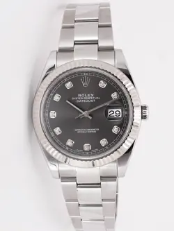 ROLEX 126334 FLUTED BEZEL FACTORY SLATE GREY DIAMOND DIAL WATCH, BOX&PAPERS-7610