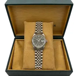 ROLEX DATEJUST 36MM 16234 STEEL BLACK DIAL AUTOMATIC WATCH B&P
