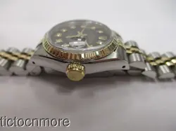 VINTAGE ROLEX LADY DATEJUST WATCH 69000A BLACK DIAL DIAMOND NUMERALS NO RESERVE!