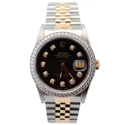 ROLEX DATEJUST 36MM BLACK DIAL WATCH 126283RBR YG