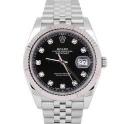 MINT PAPERS ROLEX DATEJUST 126334 FACTORY BLACK DIAMOND 41MM JUBILEE WATCH BOX