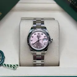 ROLEX LADY-DATEJUST NEW 2025 PINK DIAMOND DIAL FLUTED STAINLESS STEEL OYSTER