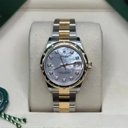 ROLEX DATEJUST 31 NEW 2025 MOTHER OF PEARL SCATTER DIAMOND TWO TONE OYSTER