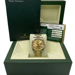 ROLEX DATEJUST 36MM 116233 STEEL GOLD DIAMOND DIAL AUTOMATIC WATCH B&P 2012