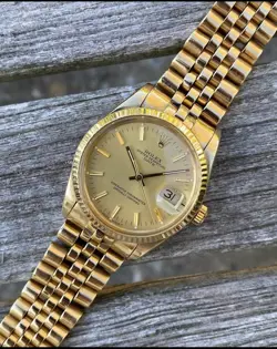 ROLEX DATE 15037 SOLID 14K YELLOW GOLD WATCH JUBILEE BAND CHAMPAGNE DIAL 1987