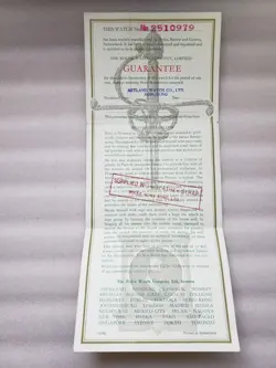 ROLEX 1950S GUARANTEE WARRANTY VINTAGE RARE