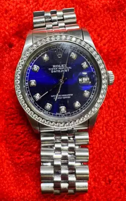 ROLEX OYSTER PERPETUAL DATEJUST 1984 BLUE DIAMOND DIAL & BEZEL 36MM REF 16030