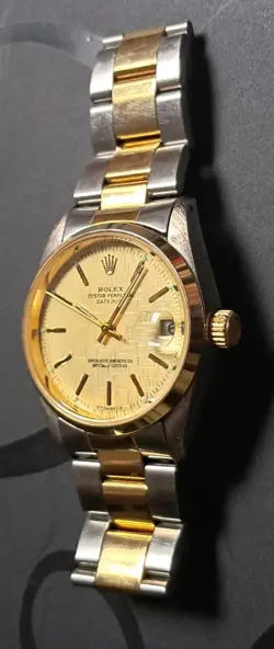 PSEUDO ROLEX DATEJUST TWO TONE (GOLD LINEN DIAL) QUICK SET 36MM MEN'S WATCH