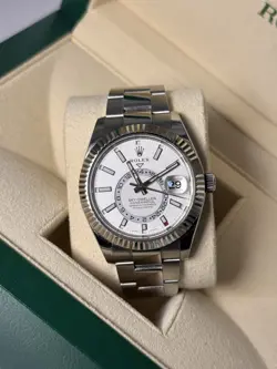 ROLEX SKY-DWELLER WHITE GOLD STAINLESS STEEL 42MM 326934 OYSTER WATCH AND BOX
