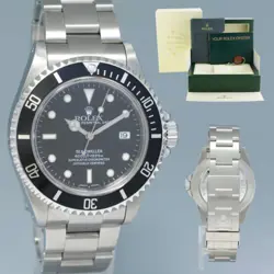 MINT 2000 ROLEX SEA-DWELLER STEEL 16600 BLACK DIAL DATE 40MM WATCH BOX