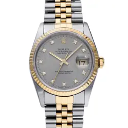 ROLEX DATEJUST 16233G GRAY COMPUTER/DIAMOND WATCH 672446