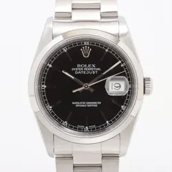 ROLEX DATEJUST 16200 SS SS AT BLACK DIAL 1 EXTRA LINK
