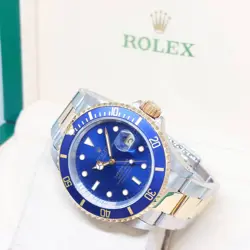 ROLEX 40MM 18K HALF YELLOW GOLD BLUE DIAL SUBMARINER DATE REF: 16613 (T SERIES)