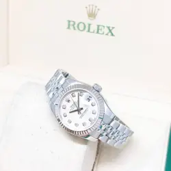 ROLEX 26MM OYSTER PERPETUAL SILVER SUNBEAM DIAMONDS DATEJUST REF: 179174 (2016)