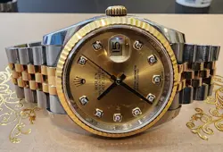 ROLEX DATEJUST 36 WATCH REF. 116233 STEEL GOLD AUTOMATIC FACTORY DIAMOND