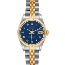 ROLEX DATEJUST STEEL YELLOW GOLD BLUE ROMAN DIAL LADIES WATCH 69173
