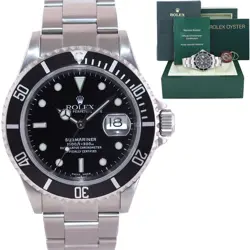 2005 MINT ROLEX SUBMARINER DATE 16610 STEEL BLACK 40MM OYSTER WATCH BOX