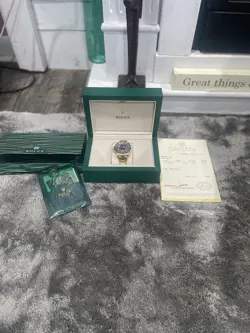 ROLEX 40MM SUBMARINER 18K GOLD OYSTER PERPETUAL WATCH BLUE DIAL & BLUE BEZEL