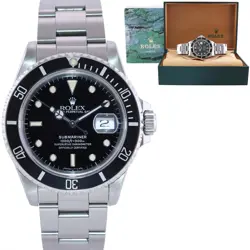 1997 MINT ROLEX SUBMARINER DATE TRITIUM 16610 STEEL BLACK 40MM OYSTER WATCH BOX