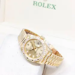 ROLEX 26MM 18K YG CHAMPAGNE BIG DIAMONDS DIAL 