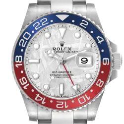 ROLEX GMT MASTER II WHITE GOLD PEPSI BEZEL METEORITE DIAL WATCH 126719 BOX CARD