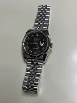 UNPOLISHED ROLEX DATEJUST 36 116234 - BLACK SUNBEAM ROMAN DIAL - JUBILEE