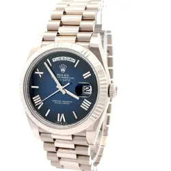 ROLEX 2024 DAY DATE 228239 WHITE GOLD 40MM BLUE DIAL WATCH W/ BOX AND PAPERS